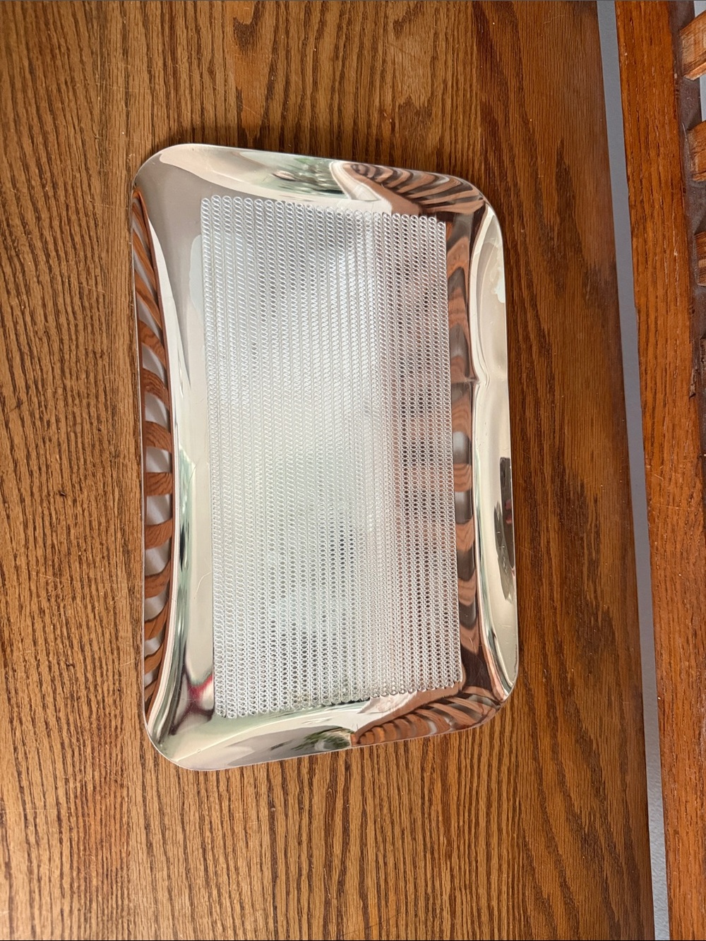Stainless Steel Serving Tray with Textured Insert - Silver